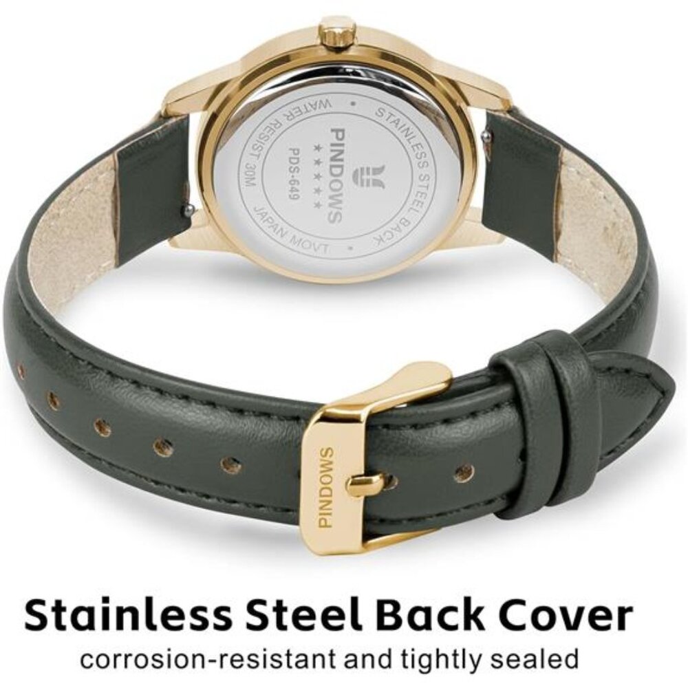 Slim Minimalist Quartz Analog Watch for Women, Gold-Tone Case - Picture 5 of 8